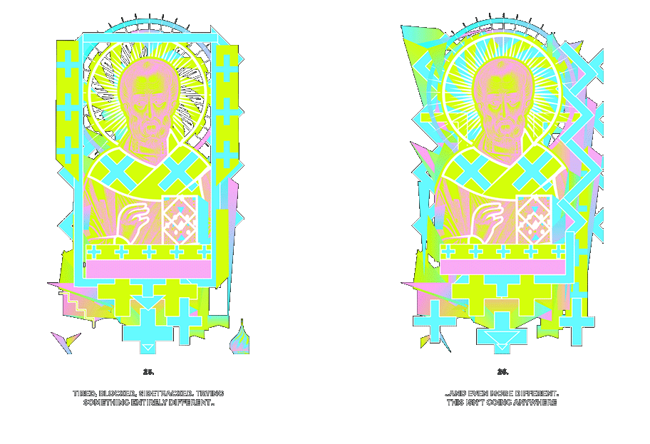 Nicolas neon icon t-shirt print evolution stage 13