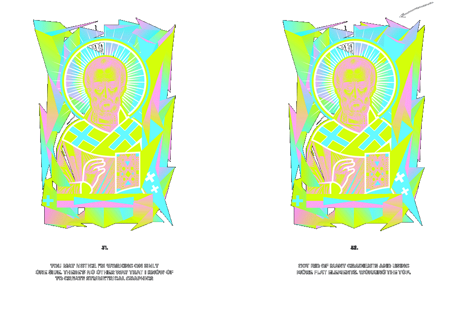 Nicolas neon icon t-shirt print evolution stage 16