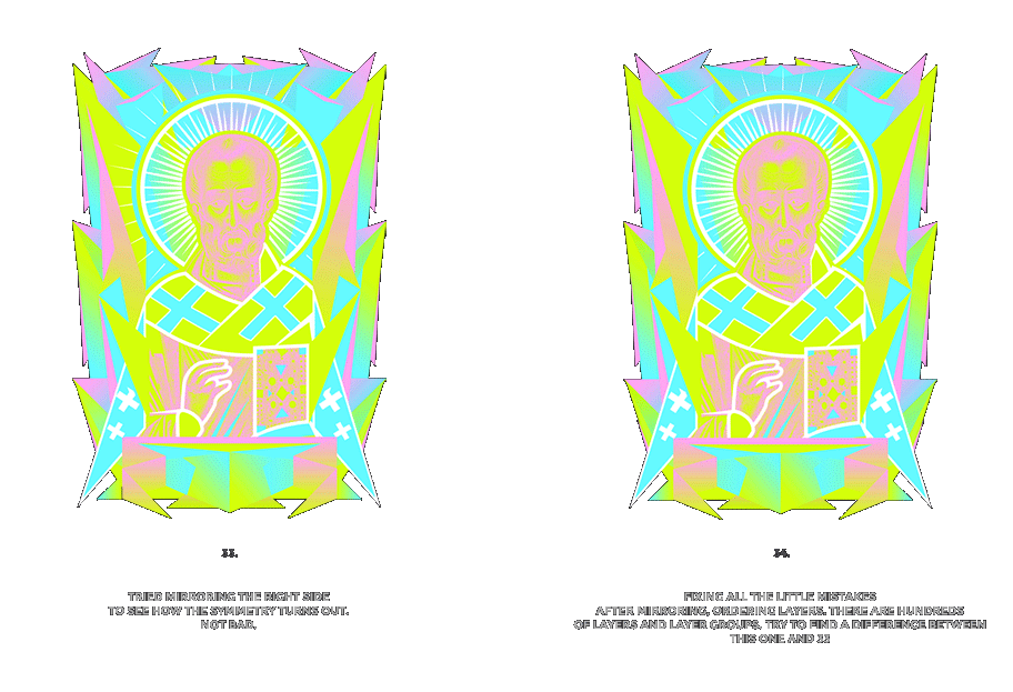 Nicolas neon icon t-shirt print evolution stage 17