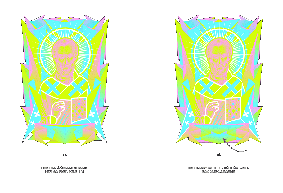 Nicolas neon icon t-shirt print evolution stage 18