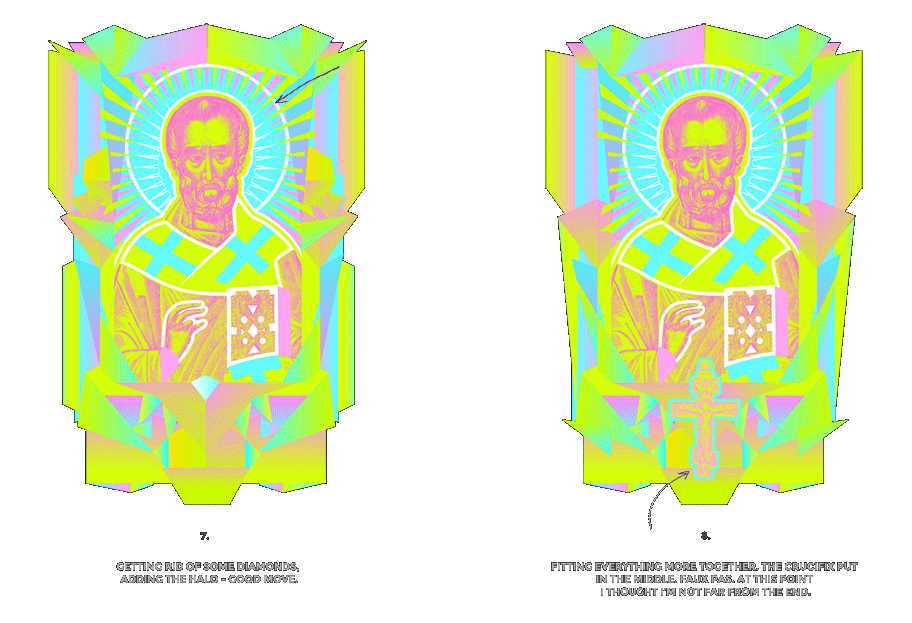 Nicolas neon icon t-shirt print evolution stage 4