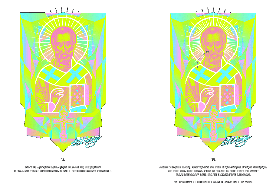 Nicolas neon icon t-shirt print evolution stage 7