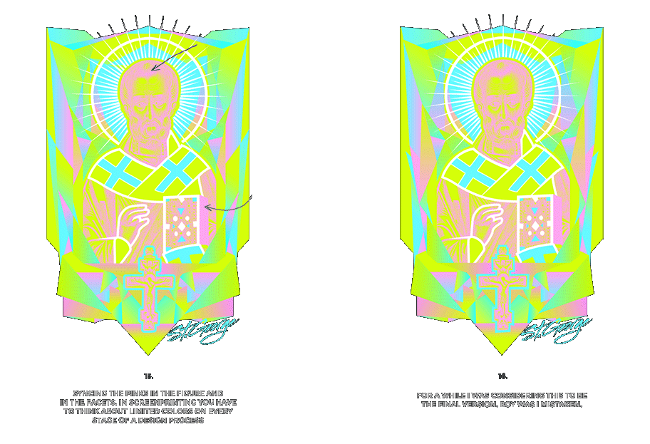 Nicolas neon icon t-shirt print evolution stage 8